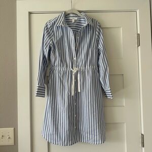Nordstrom Navy and White Striped Shirt Dress